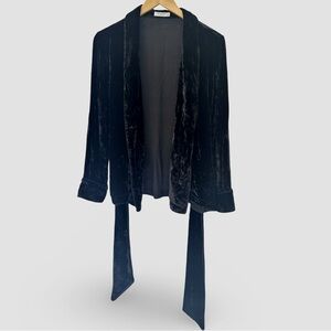 EQUIPMENT FEMME Velvet Belted Jacket – Black, Size S